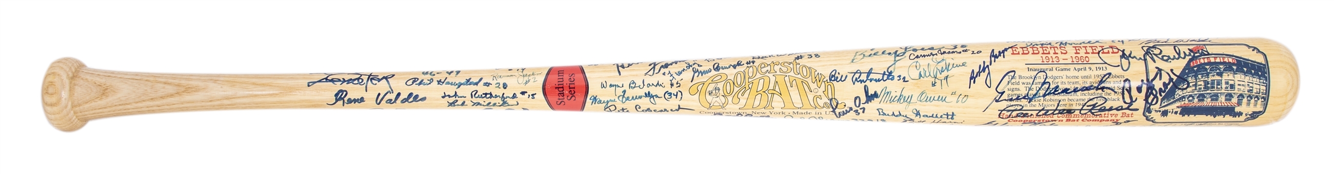 Ebbets Field Commemorative Cooperstown Multi-Signed Bat Signed by 50+ Including Snider, Koufax, Reese & Lasorda (Beckett)